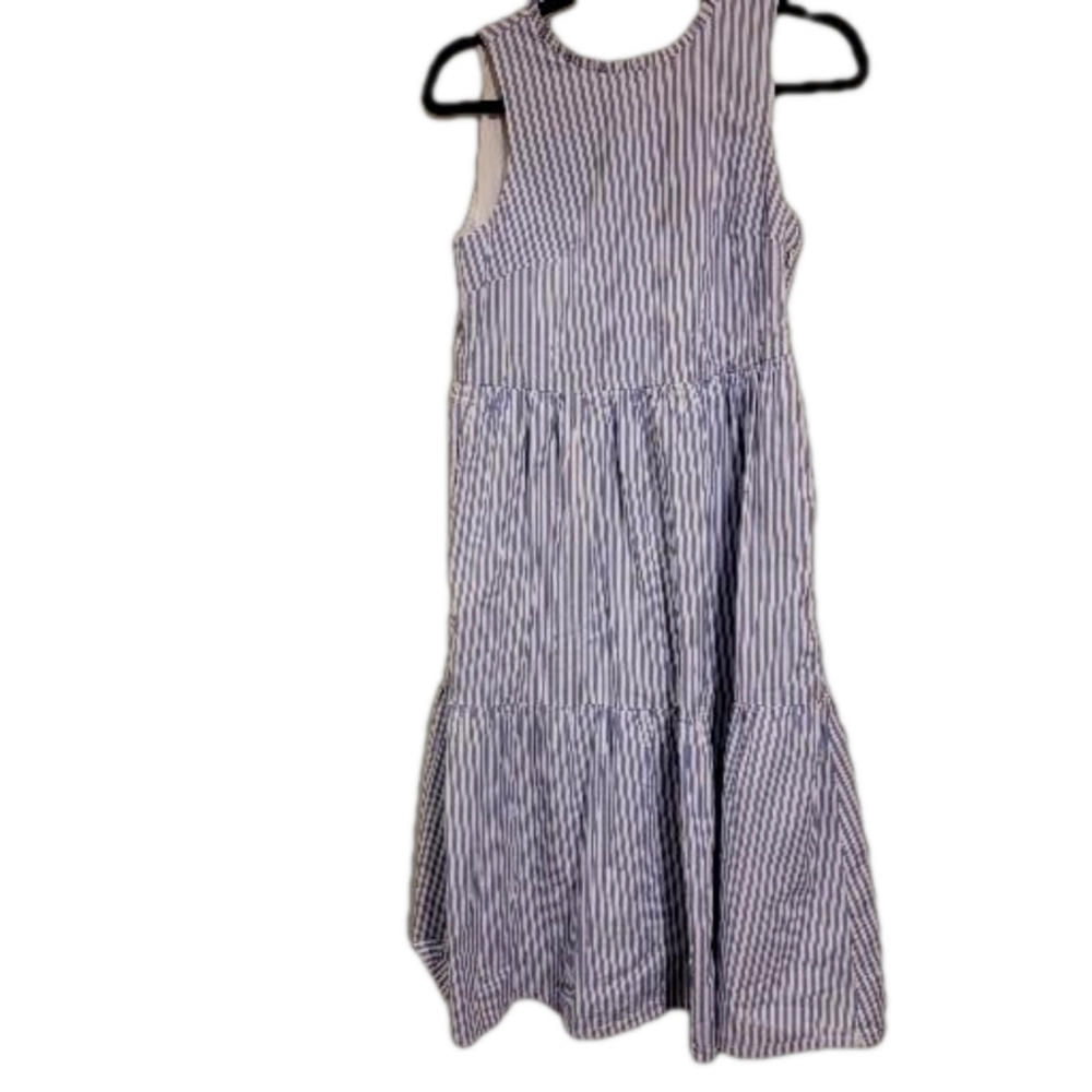 J Crew Blue and White Striped Midi Dress Size 0
